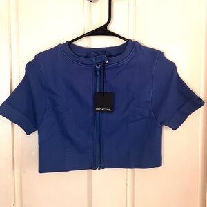 Set Active Moto Zip Top in Cobalt